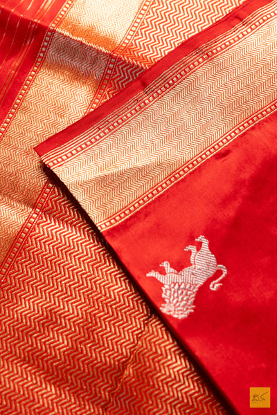 Yuvika- Red Banarasi Katan Silk Handwoven Saree