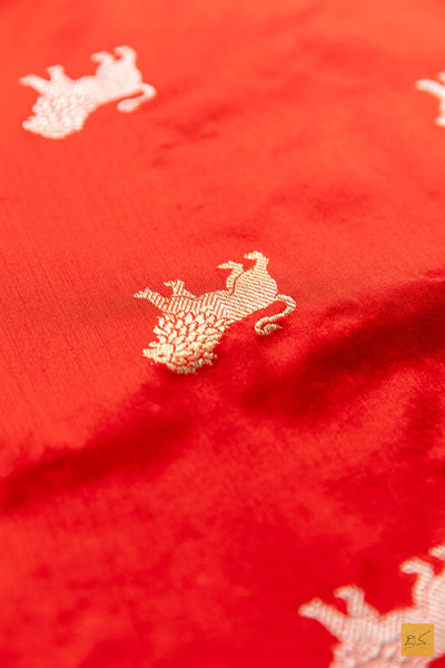 Yuvika- Red Banarasi Katan Silk Handwoven Saree