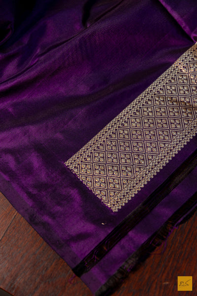 Rithika- Purple Banarasi Katan Silk Handwoven Saree