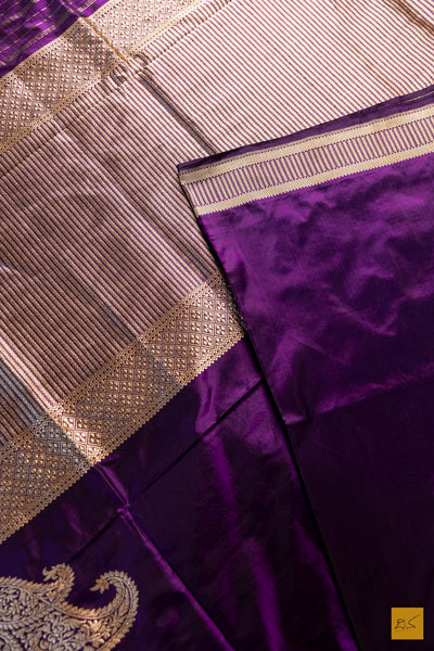 Rithika- Purple Banarasi Katan Silk Handwoven Saree