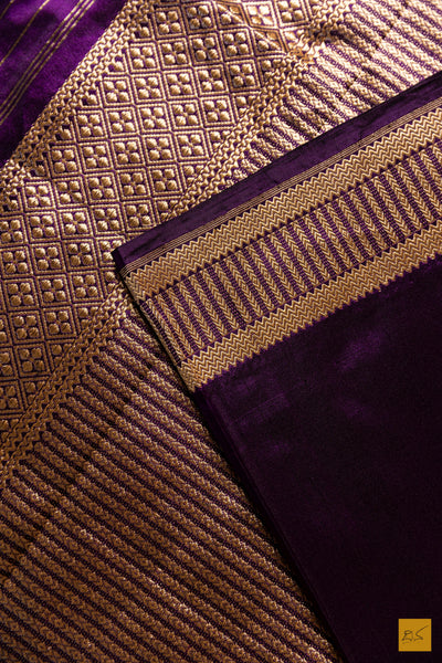 Rithika- Purple Banarasi Katan Silk Handwoven Saree