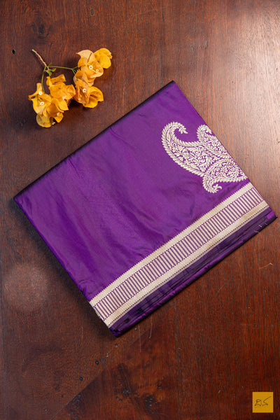 Rithika- Purple Banarasi Katan Silk Handwoven Saree