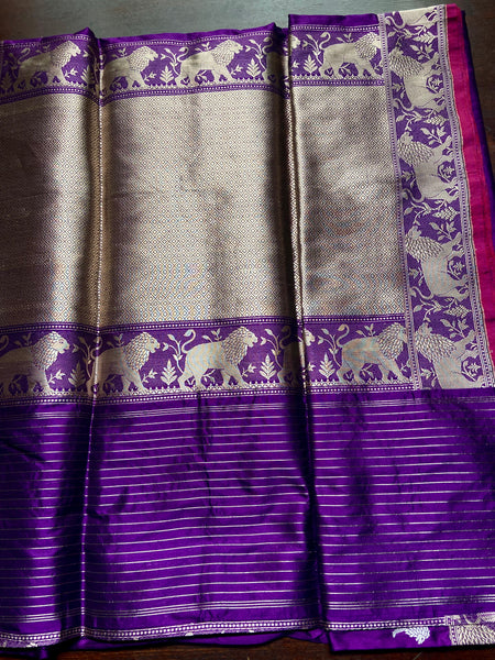 Purple Banarasi Katan silk handwoven saree