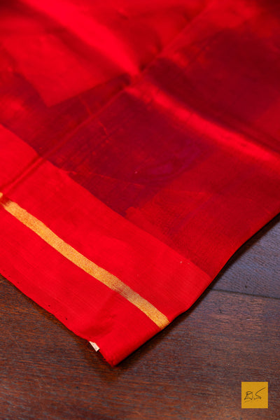 Prajaktha- Red Chanderi Pure Silk Handwoven Saree