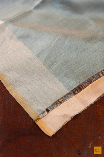 Ice Blue Chanderi Pure Tissue Silk Handwoven Saree