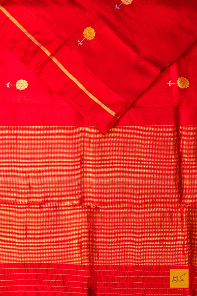 Prajaktha- Red Chanderi Pure Silk Handwoven Saree