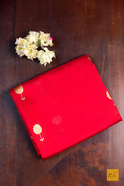 Prajaktha- Red Chanderi Pure Silk Handwoven Saree