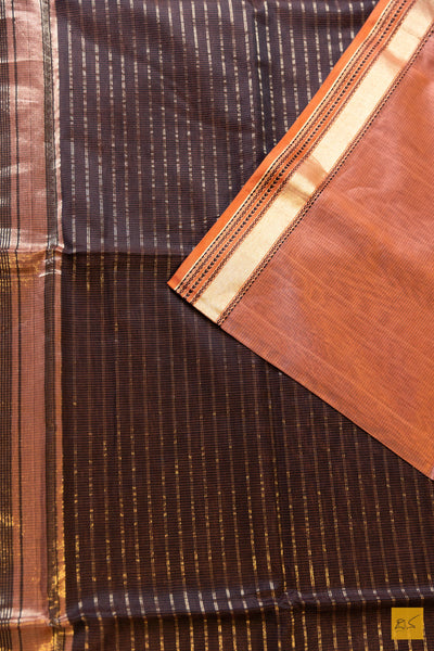 Trilochana- Peach Maheshwari Silk Cotton Handwoven Saree