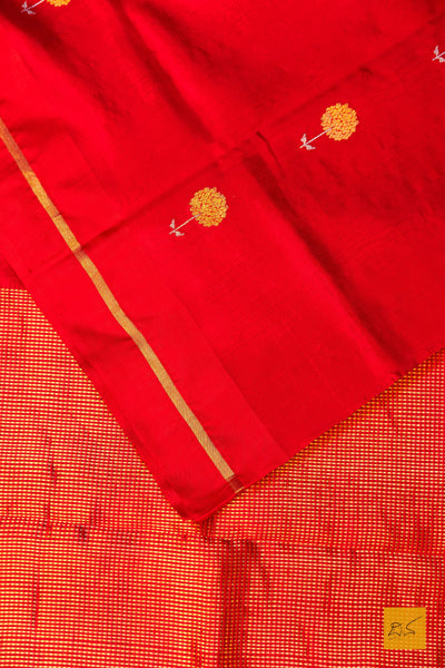Prajaktha- Red Chanderi Pure Silk Handwoven Saree