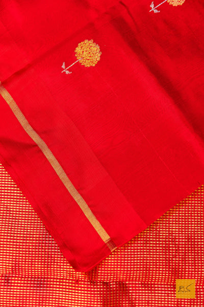 Prajaktha- Red Chanderi Pure Silk Handwoven Saree
