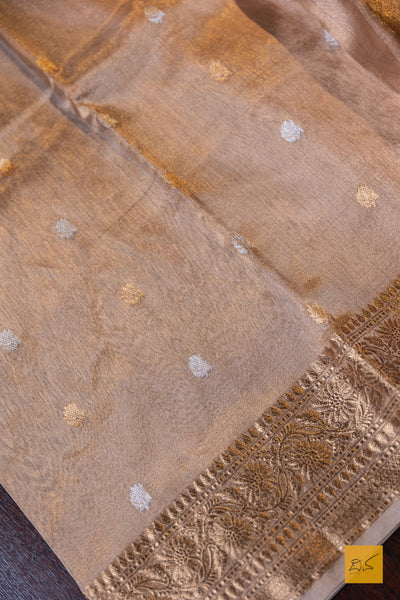 Sumukhi- Off White Banarasi Tissue Silk Organza Handwoven Saree