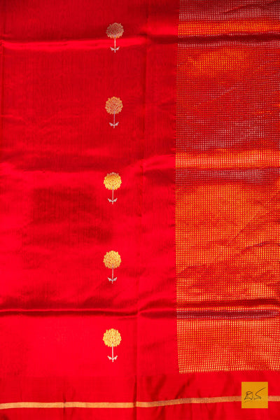 Prajaktha- Red Chanderi Pure Silk Handwoven Saree