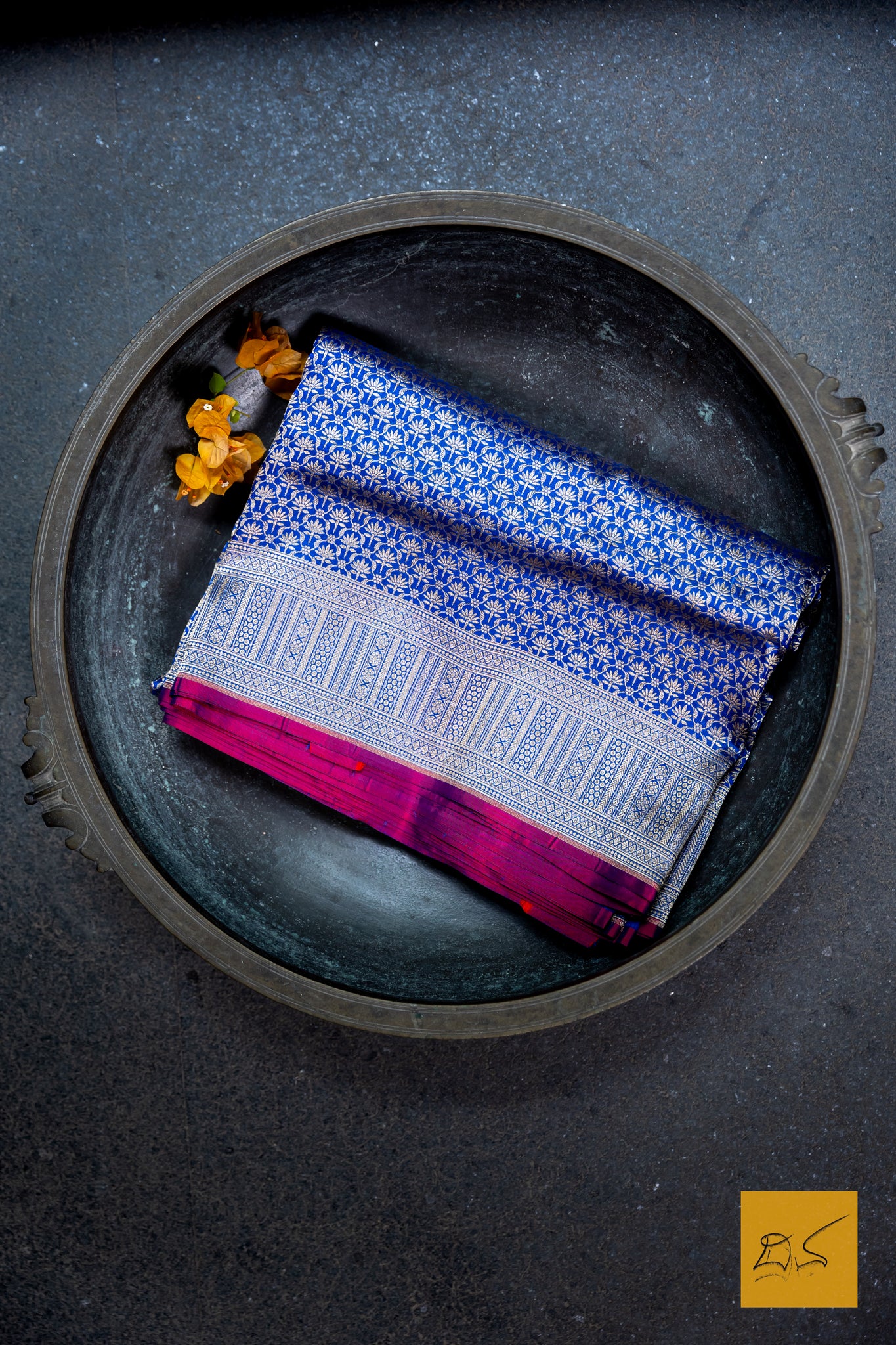 Blue Brocade Banarasi Katan Silk Saree