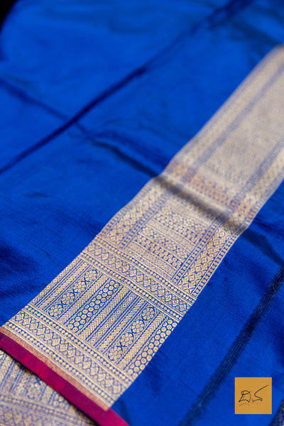 Blue Brocade Banarasi Katan Silk Saree