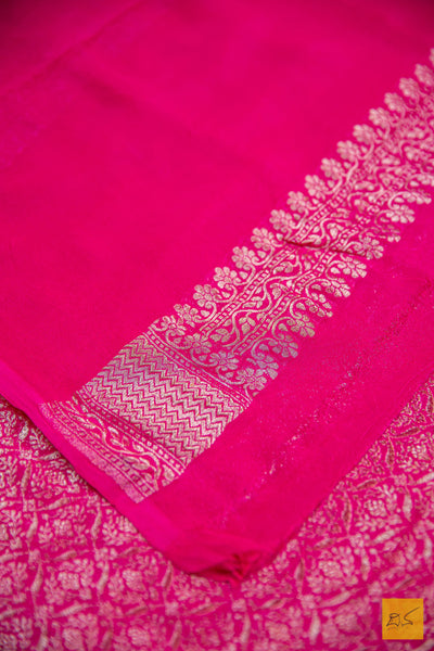 Magenta Brocade Banarasi Georgette Saree