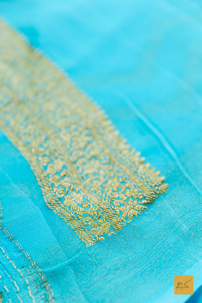 Abhinaya- Turquoise Blue Banarasi Georgette Handwoven Saree
