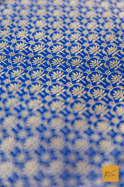 Blue Brocade Banarasi Katan Silk Saree