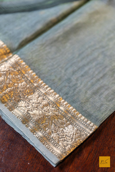 Kushala- Green Banarasi Tissue Silk Organza Handwoven Saree
