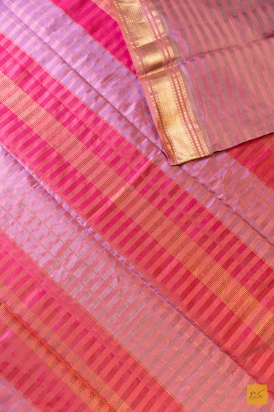 Kamakshi- Pink Maheshwari Pure Silk Handwoven Saree