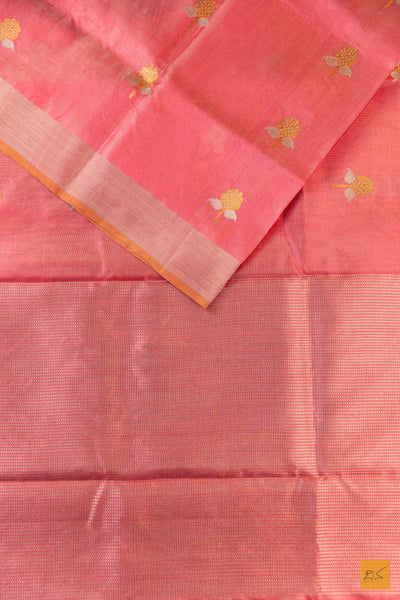 Pink Chanderi Pure Tissue Silk Handwoven Saree
