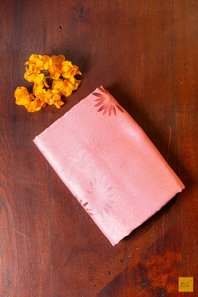 Avni- Pink Maheshwari Hand Painted Silk Cotton Handwoven Saree