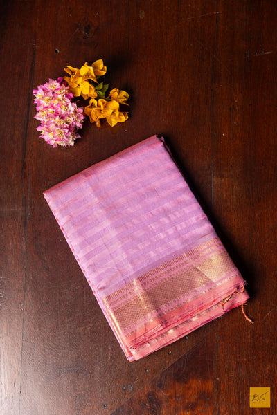 Kamakshi- Pink Maheshwari Pure Silk Handwoven Saree