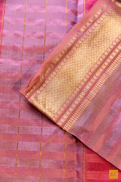 Kamakshi- Pink Maheshwari Pure Silk Handwoven Saree