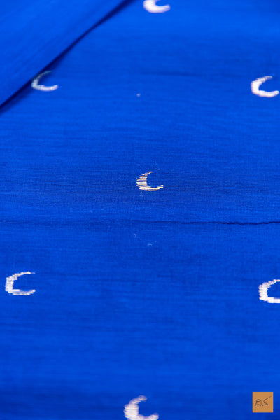 Vishnupriya- Blue Maheshwari Silk Cotton Handwoven Saree