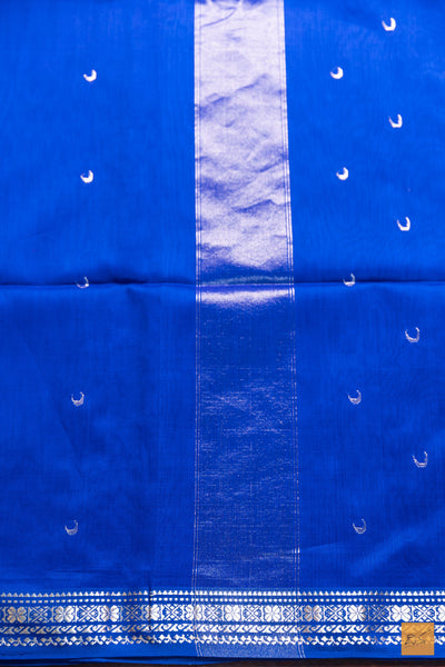 Vishnupriya- Blue Maheshwari Silk Cotton Handwoven Saree