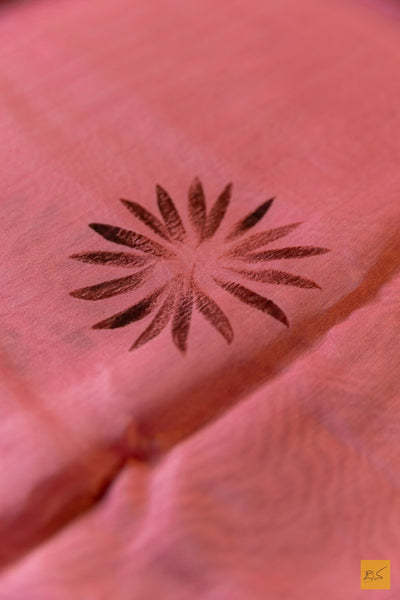 Avni- Pink Maheshwari Hand Painted Silk Cotton Handwoven Saree