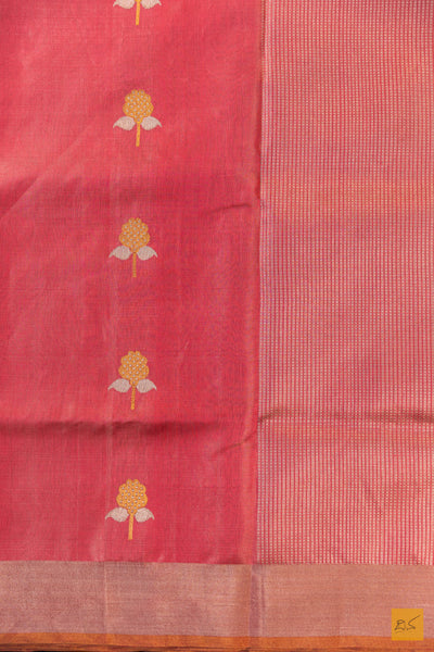 Pink Chanderi Pure Tissue Silk Handwoven Saree