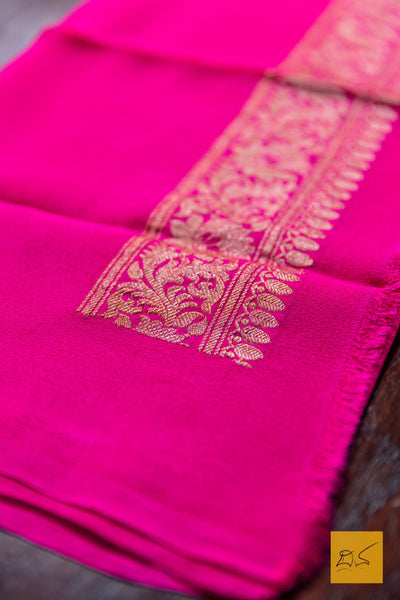 Rohini- Black-Pink Banarasi Georgette Handwoven Saree