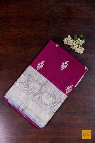 Adilakshmi- Maroon Banarasi Katan Silk Handwoven Saree