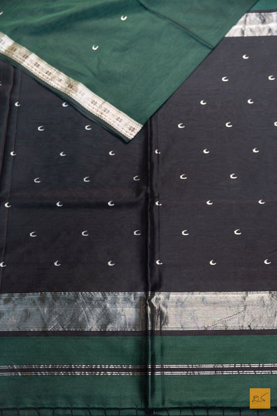 Vasantha- Green Maheshwari Silk Cotton Handwoven Saree