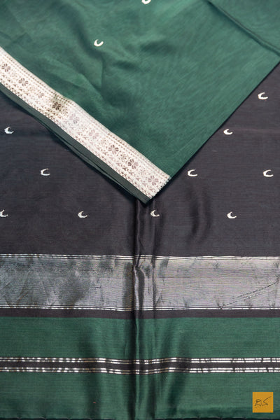 Vasantha- Green Maheshwari Silk Cotton Handwoven Saree