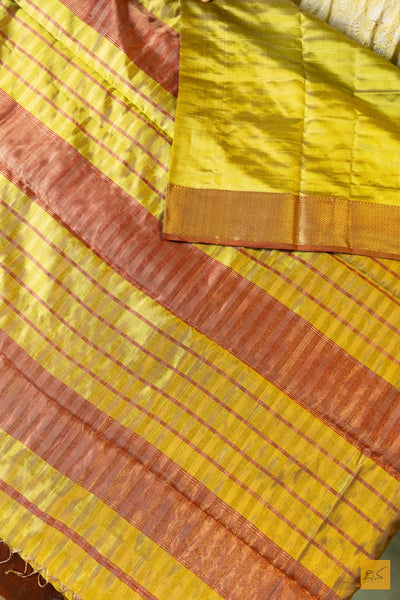 Shubha- Lime Green Maheshwari Pure Silk Handwoven Saree