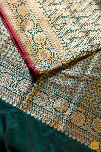 Vedhini- Green Banarasi Katan Silk Brocade Saree