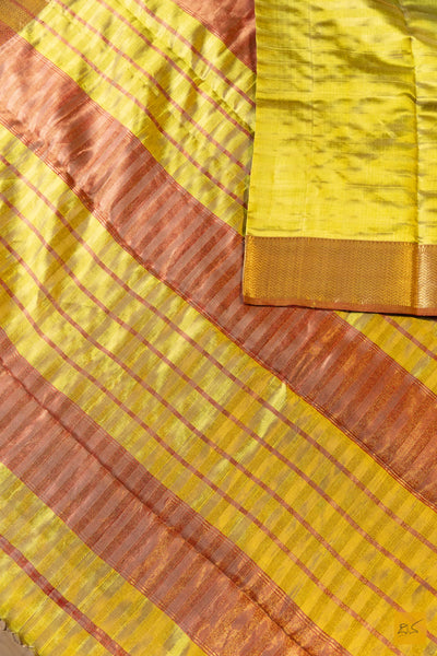 Shubha- Lime Green Maheshwari Pure Silk Handwoven Saree