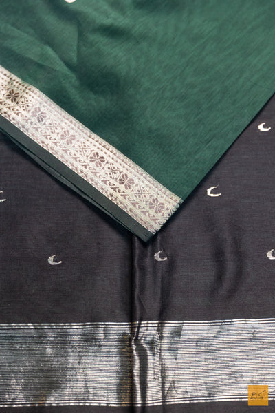 Vasantha- Green Maheshwari Silk Cotton Handwoven Saree