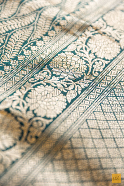 Vedhini- Green Banarasi Katan Silk Brocade Saree