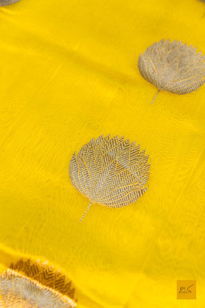 Mahadevi- Yellow Chanderi Pure Silk Handwoven Saree