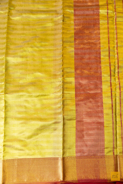 Shubha- Lime Green Maheshwari Pure Silk Handwoven Saree