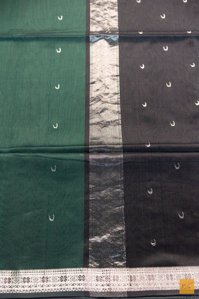 Vasantha- Green Maheshwari Silk Cotton Handwoven Saree