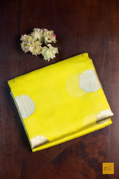 Mahadevi- Yellow Chanderi Pure Silk Handwoven Saree