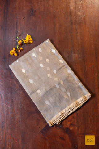 Mohini- Grey Banarasi Tissue Silk Organza Handwoven Saree