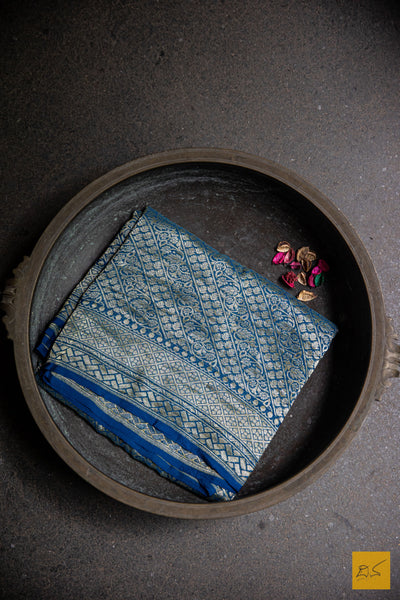 Peacock Green Brocade Banarasi Georgette Saree