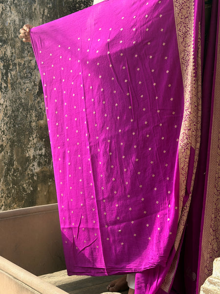 Saketheshi - Purple Banarasi Munga Silk Handwoven Saree
