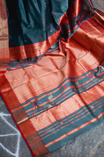 Medini Maheshwari Silk Cotton Handwoven Saree