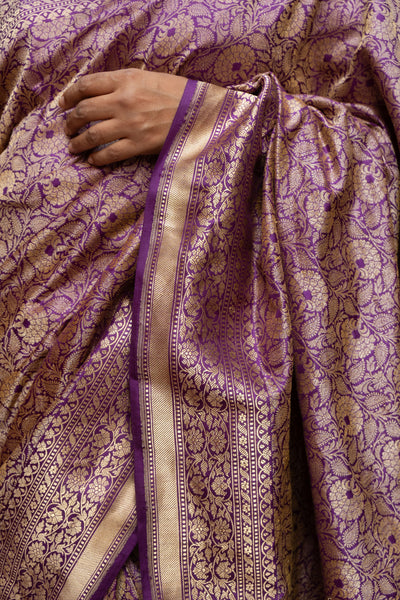 Nilalohitha- Purple Banarasi Katan Silk Handwoven Saree
