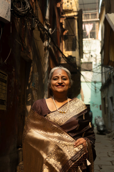 Sarika- Brown Banarasi Katan Silk Handwoven Saree